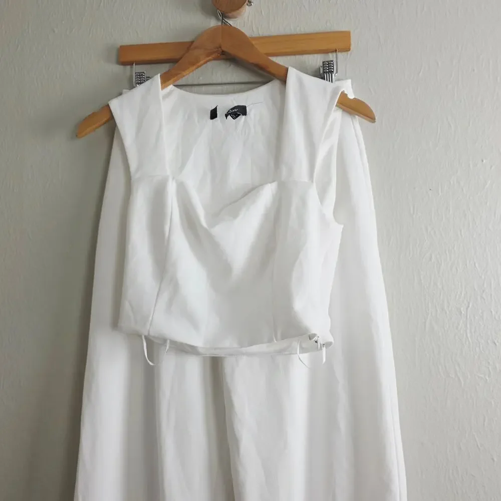 Lulus Enticing Endeavors White Two-Piece Jumpsuit - Wide Leg Bridal Set Size M - Picture 5 of 16